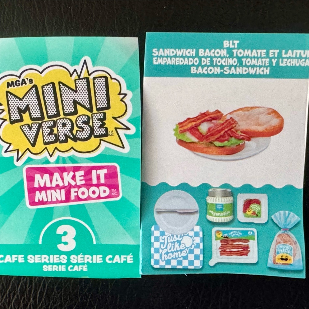 BLT bacon, lettuce, tomato sandwich
café series 3 miniverse make it mini food